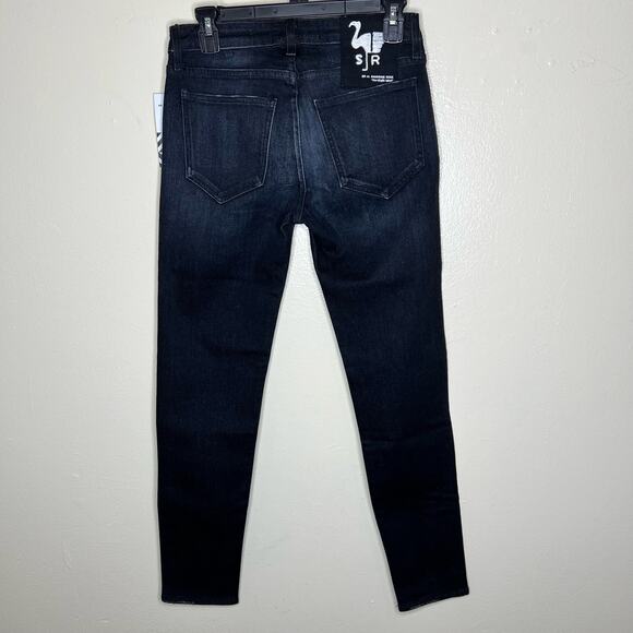 NWT Free People X Sandrine Rose Skinny Jeans 25 Dark Black Ankle Denim Mid Rise - Picture 4 of 12